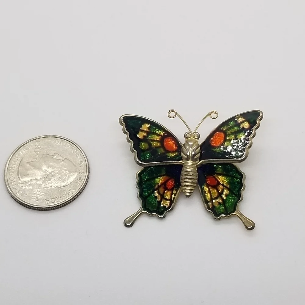 gold tone multicolor butterfly pin
